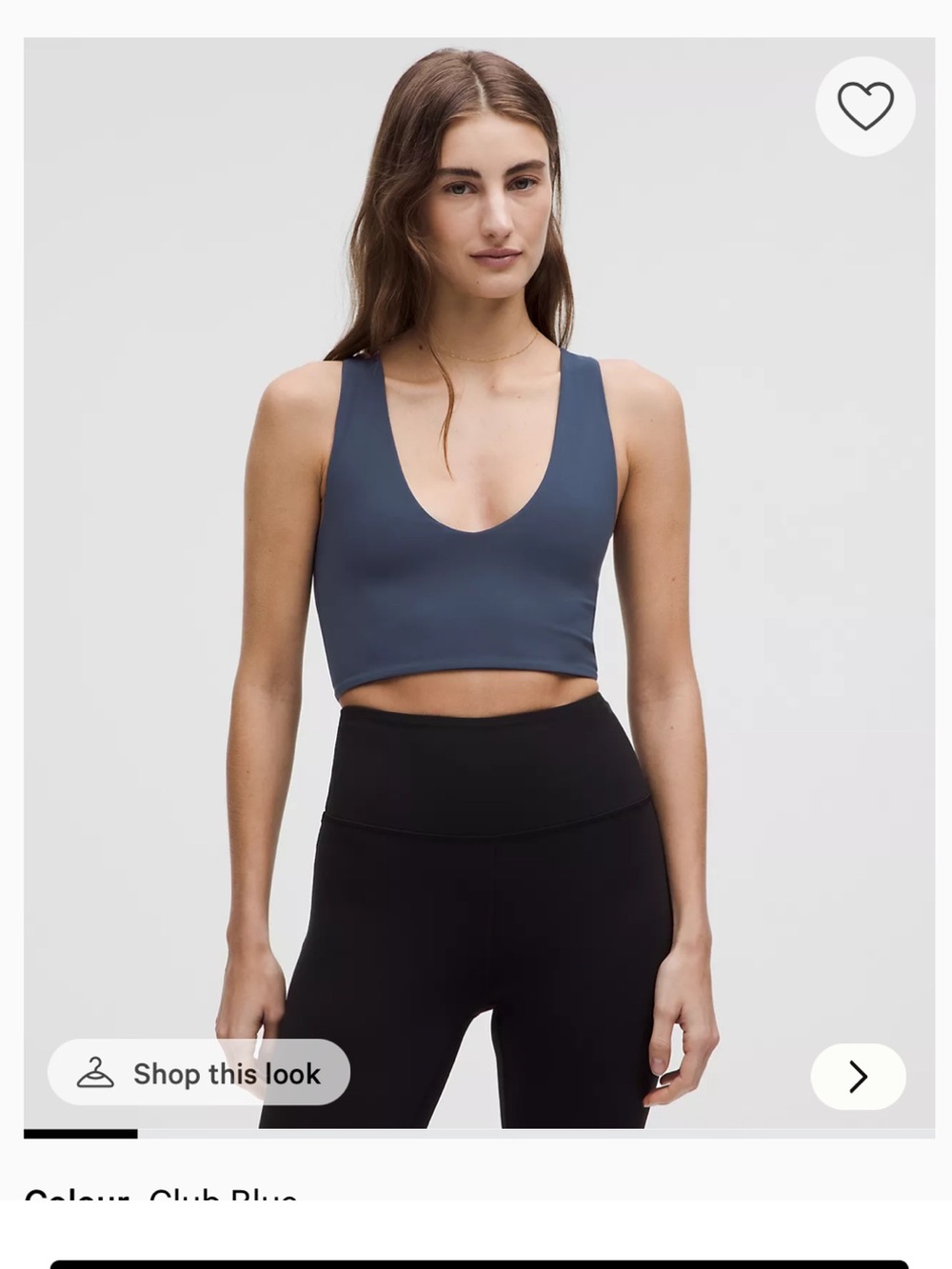 Lululemon Club Blue Scoop Neck Cropped Tank Top S/m